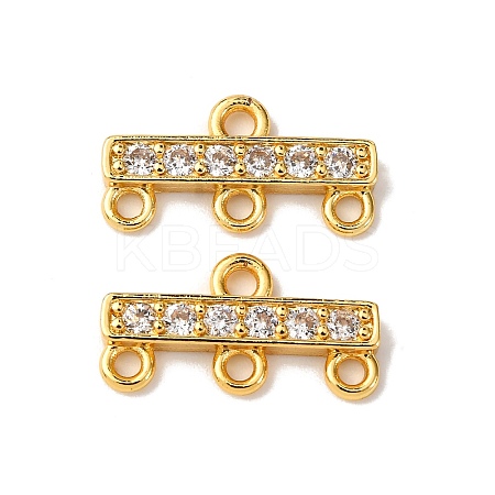 Rack Plating Brass Micro Pave Clear Cubic Zirconia Rectangle Chandelier Component Links X-KKB-L215-037G-1