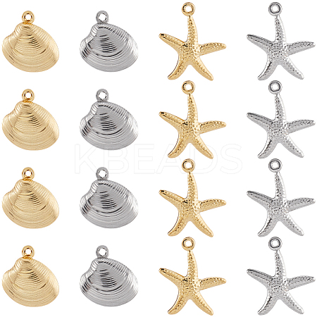 64Pcs 4 Styles 316 Surgical Stainless Steel Pendants STAS-SC0010-19-1
