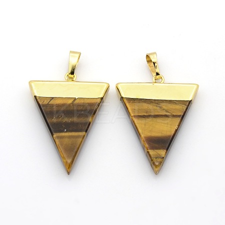 Natural Gemstone Triangle Pendants G-P053-G15B-1