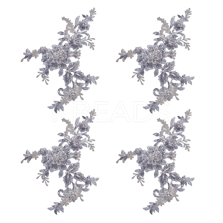 Flower Polyester Embroidery Sew on Appliques PATC-WH0020-33B-1