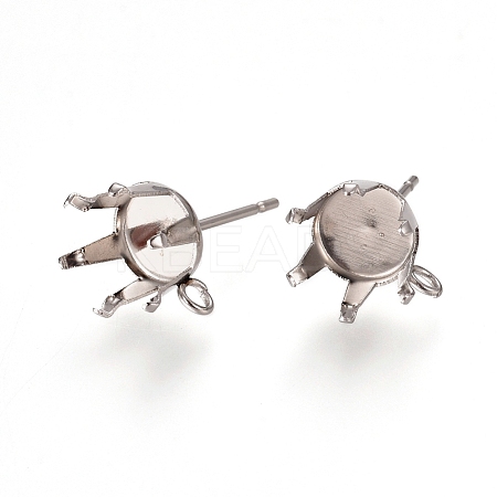 Non-Tarnish 304 Stainless Steel Post Stud Earring Settings STAS-L238-026A-P-1