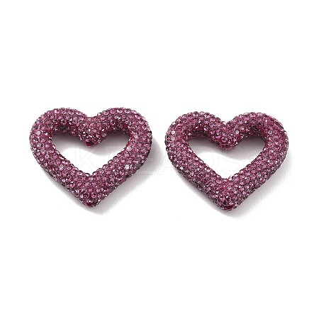 Heart Shape Polymer Clay Rhinestone Beads CLAY-NH0001-09B-10-1
