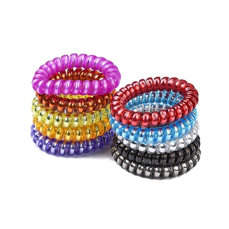 Opaque Plastic Telephone Cord Elastic Hair Ties OHAR-Q044-36-1