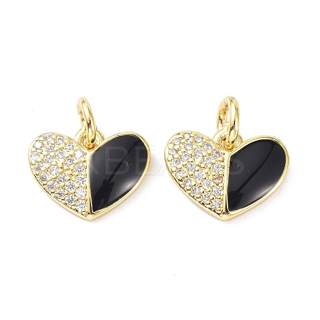 Eco-Friendly Brass Micro Pave Clear Cubic Zirconia Enamel Pendants ZIRC-C021-45G-06-1