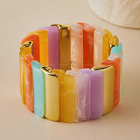 Boho Acrylic Tile Stretch Bracelets WG79D38-03-1