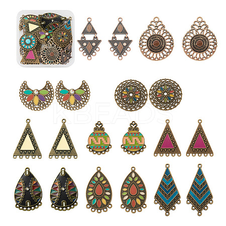 20Pcs 10 Style Tibetan Style Alloy Enamel Chandelier Components Links FIND-TA0001-83-1
