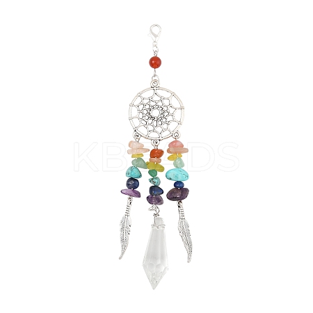 Chakra Natural & Synthetic Gemstone Chips & Alloy Pendant Decorations HJEW-FS00024-1