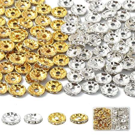 120Pcs 2 Colors Alloy Rhinestone Spacer Beads ALRI-YW0001-23-1