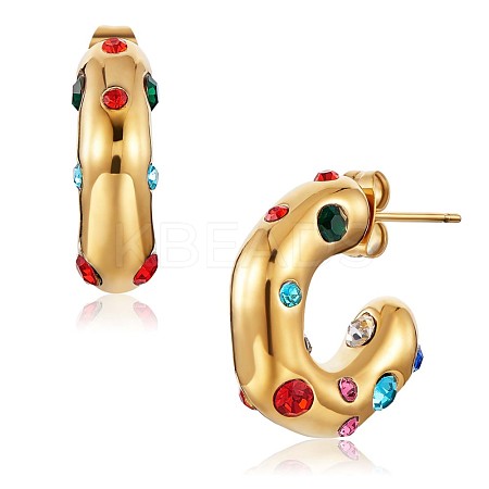 Cubic Zirconia C-shape Stud Earrings JE944B-1