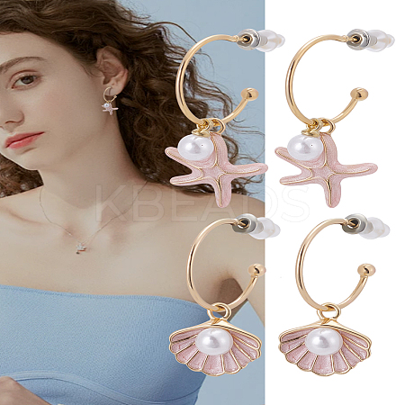 2 Pairs Alloy Enamel Stud Earrings EJEW-LP0001-95-1