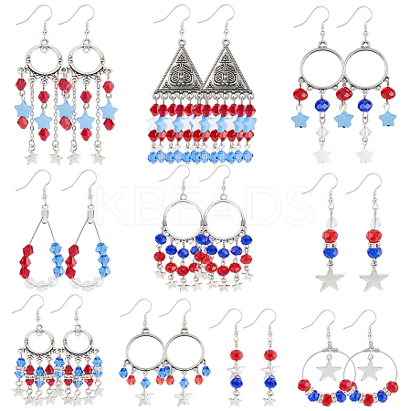 DIY Independance Day Theme Chandelier Earring Making Kit DIY-SC0018-41-1