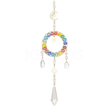 Glass Teardrop/Cone Pendant Decoration HJEW-TA00036-1
