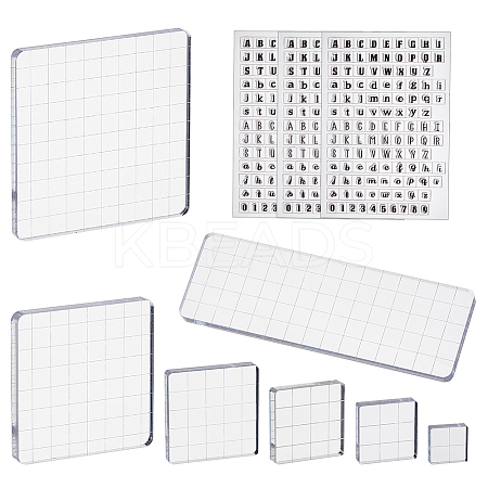 7Pcs Square & Rectangle Acrylic Stamp Block Stamping Tool Sets DIY-OC0012-70-1