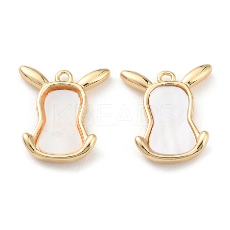 Rack Plating Brass Cow Head Charms with Shell KK-A183-51G-1