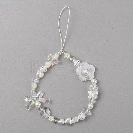 Resin Beaded Mobile Phone Lanyard Wrist Strap HJEW-WH0069-06-1