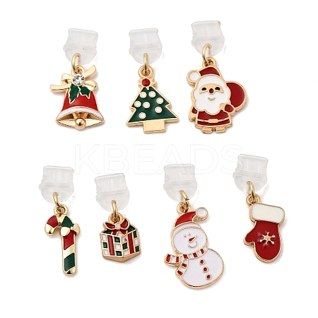 Christmas Theme Alloy Enamel Charm Mobile Straps HJEW-JM03451-1