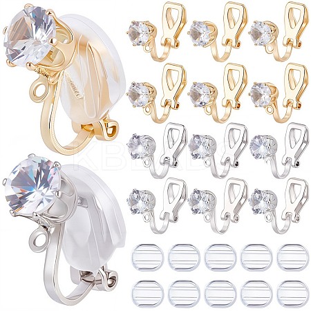 32Pcs 2 Colors Brass Clip-on Earring Findings KK-SP0001-25-1