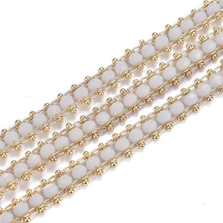 Brass Handmade Faceted Glass Beaded Chains CHC-F012-04B-1