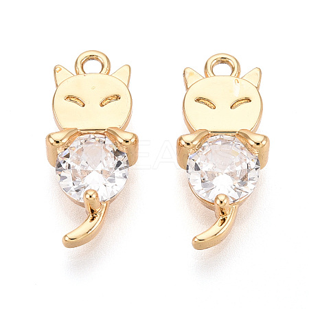 Brass Pave Cubic Zirconia Pendants KK-T071-43G-1