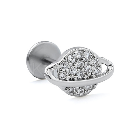 316L Surgical Stainless Steel Micro Pave Clear Cubic Zirconia Cartilage Earrings for Women Men WG67427-03-1
