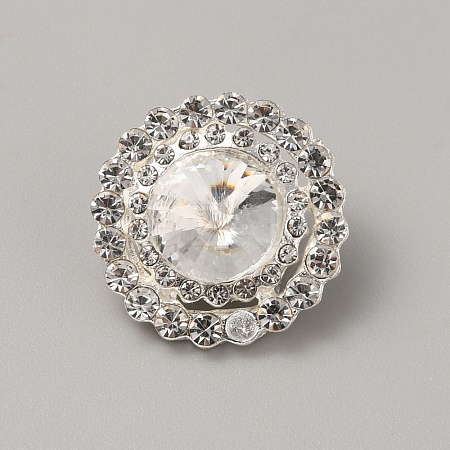 1-Hole Alloy Rhinestone Shank Buttons BUTT-WH0030-22-1