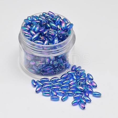 AB Color Plated Rice Electroplated Eco-Friendly Transparent Acrylic Beads PACR-I002-27-1
