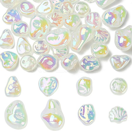 32Pcs 8 Styles UV Plating Opaque Acrylic Beads OACR-CJ0002-77-1