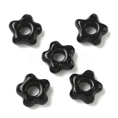 Natural Black Obsidian European Beads G-C252-02A-1