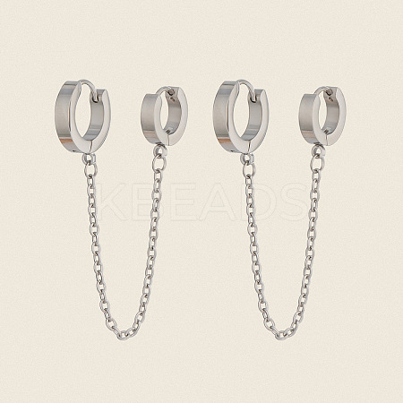 304 Stainless Steel Double Hoop Earrings MR5032-1