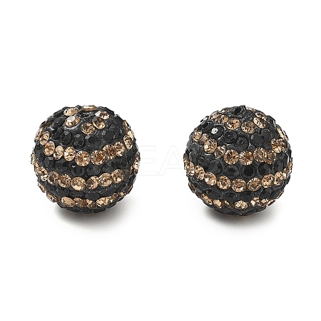 Stripe Pattern Polymer Clay Rhinestone Beads CLAY-NH0001-01G-1