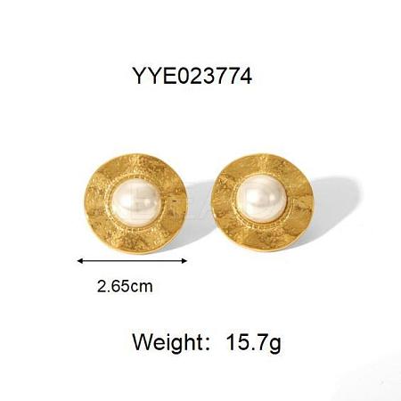 Vintage Chinese Style 304 Stainless Steel Round Stud Earrings for Women ZU7314-2-1