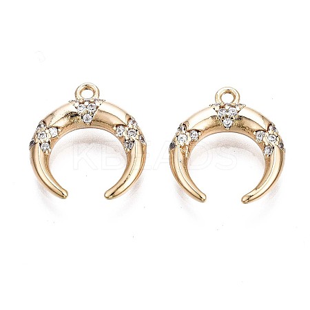 Brass Micro Pave Clear Cubic Zirconia Charms KK-Q764-011-1