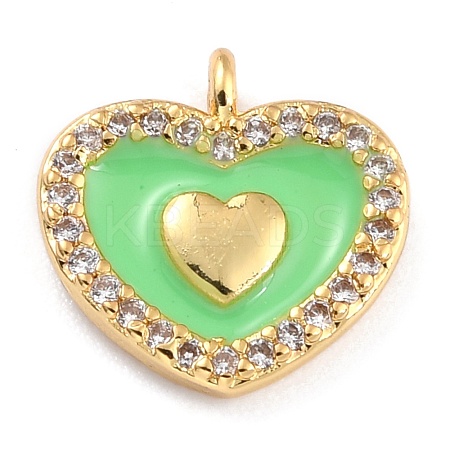 Golden Plated Brass Micro Pave Clear Cubic Zirconia Charms ZIRC-L097-035F-G-1