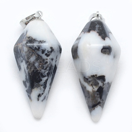 Natural Zebra Jasper Pointed Pendants KK-E757-F-03P-1
