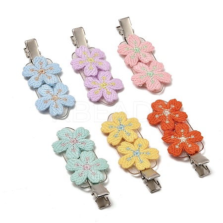 Polyester Embroidery Flower Alligator Hair Clips PHAR-JH00094-1