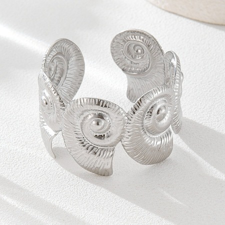 Conch 304 Stainless Steel Cuff Bangles for Women BJEW-A150-02P-1