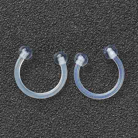 Acrylic Circular/Horseshoe Barbell with Double Round Ball X1-AJEW-P084-04B-1