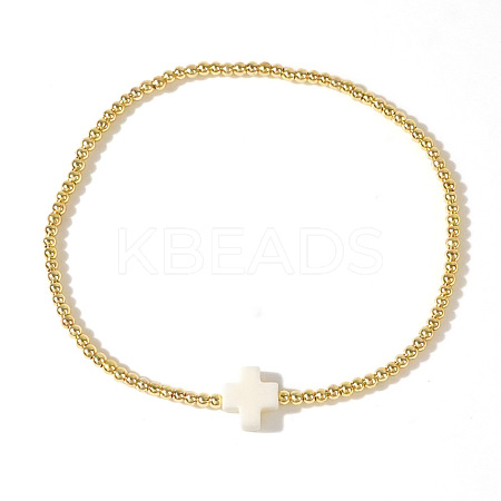 Brass Round Beads Stretch Bracelets LS-VH4184-4-1