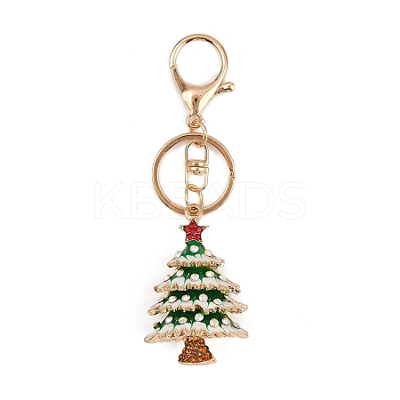 Christmas Tree Alloy Rhinestone Pendant Decoration Keychains KEYC-B019-01-1