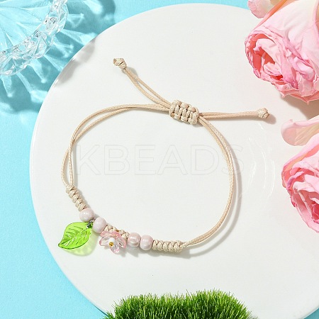 Porcelain Beads Braided Bead Bracelets BJEW-JB11421-1