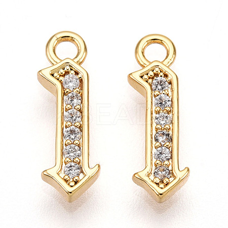 Brass Micro Pave Cubic Zirconia Charms KK-N261-104A-G-1
