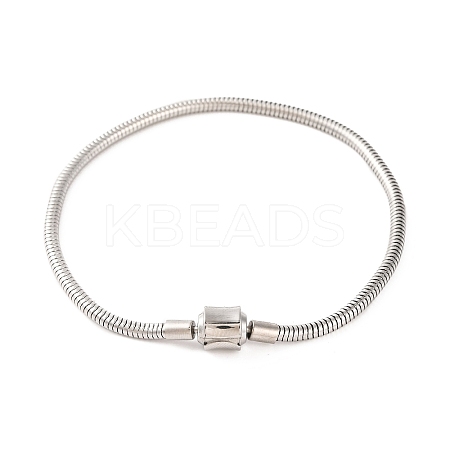 Tarnish Resistant 304 Stainless Steel Round Snake Chain Bracelets with Clasps BJEW-F472-01P-02-1