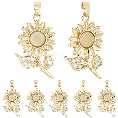 8Pcs Brass Micro Pave Cubic Zirconia with Resin Pendants KK-BBC0020-65-1
