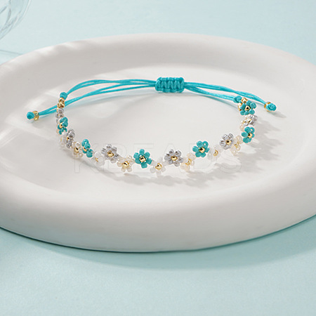 Handmade Glass Seed Bead Woven Flower Braided Bracelets TP2141-1