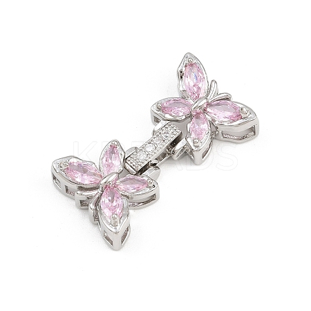 Brass Micro Pave Cubic Zirconia Fold Over Clasps KK-C075-42P-1