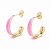 Brass Enamel Stud Earrings EJEW-A093-08G-2