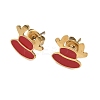 Christmas Theme 304 Stainless Steel Enamel Elk Stud Earrings EJEW-Z139-01G-4