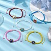 Handmade Lampwork Evil Eye & Glass Seed Beads Braided Bead Bracelets BJEW-MZ00090-2