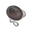 Oval Natural Grey Agate Finger Rings RJEW-M062-02P-12-2