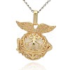 Golden Tone Brass Hollow Round Cage Pendants KK-J237-07G-3